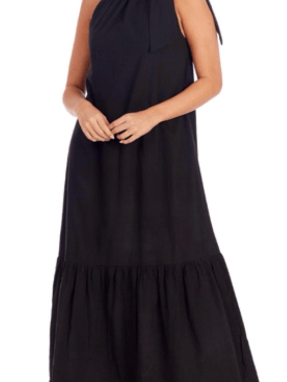 Mud Pie Black Midi Halter Dress with Tiered Skirt